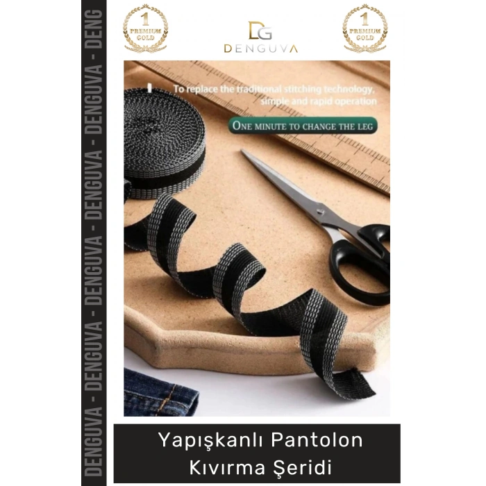 #PantolonKıvırma Polyester Esnek Dayanıklı Pratik Dikişsiz Paça Onarım Yapışkanlı Pantolon Kıvırma Şeridi - 1 Adet