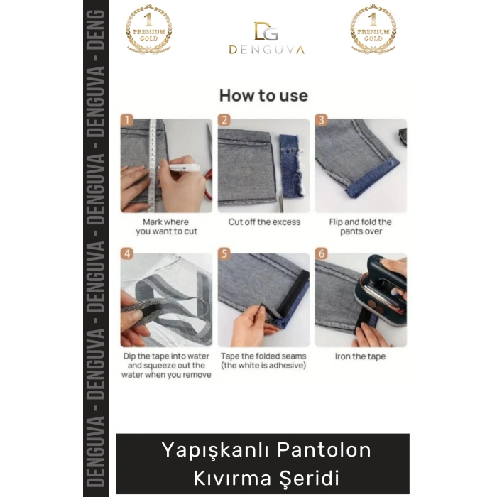 #PantolonKıvırma Polyester Esnek Dayanıklı Pratik Dikişsiz Paça Onarım Yapışkanlı Pantolon Kıvırma Şeridi - 1 Adet