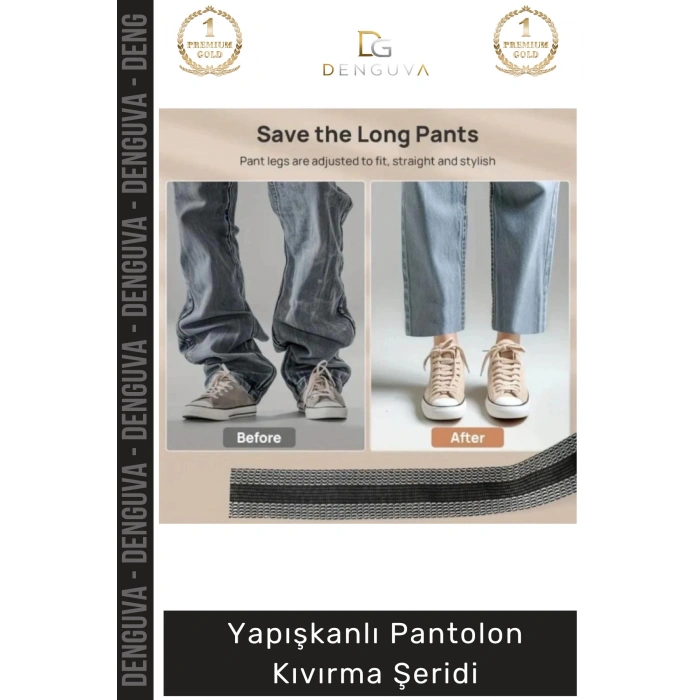 #PantolonKıvırma Polyester Esnek Dayanıklı Pratik Dikişsiz Paça Onarım Yapışkanlı Pantolon Kıvırma Şeridi - 1 Adet