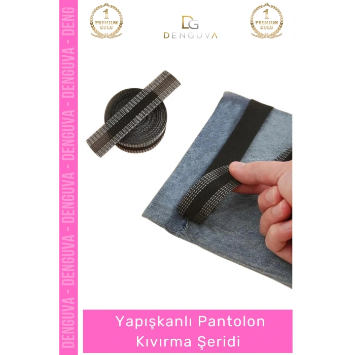 #PantolonKıvırma Polyester Esnek Dayanıklı Pratik Dikişsiz Paça Onarım Yapışkanlı Pantolon Kıvırma Şeridi - 2 Adet