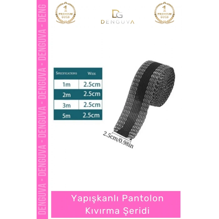 #PantolonKıvırma Polyester Esnek Dayanıklı Pratik Dikişsiz Paça Onarım Yapışkanlı Pantolon Kıvırma Şeridi - 2 Adet