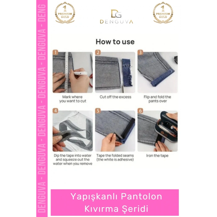 #PantolonKıvırma Polyester Esnek Dayanıklı Pratik Dikişsiz Paça Onarım Yapışkanlı Pantolon Kıvırma Şeridi - 2 Adet