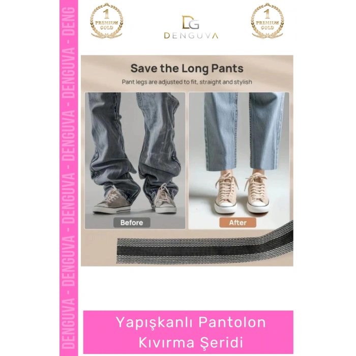 #PantolonKıvırma Polyester Esnek Dayanıklı Pratik Dikişsiz Paça Onarım Yapışkanlı Pantolon Kıvırma Şeridi - 2 Adet