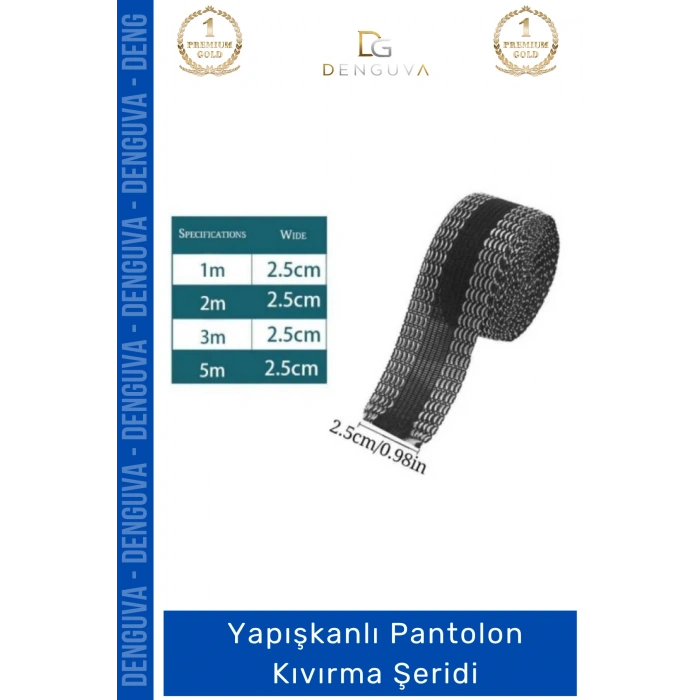 #PantolonKıvırma Polyester Esnek Dayanıklı Pratik Dikişsiz Paça Onarım Yapışkanlı Pantolon Kıvırma Şeridi - 3 Adet