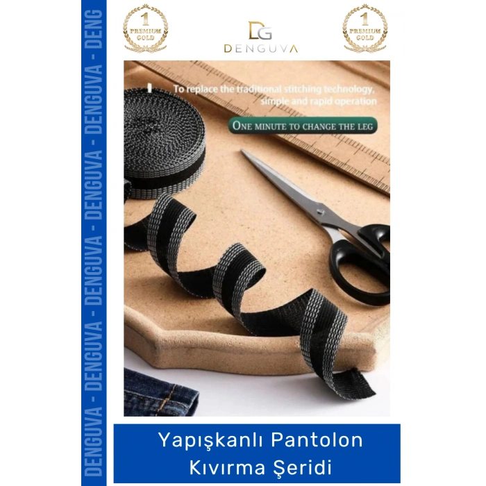 #PantolonKıvırma Polyester Esnek Dayanıklı Pratik Dikişsiz Paça Onarım Yapışkanlı Pantolon Kıvırma Şeridi - 3 Adet
