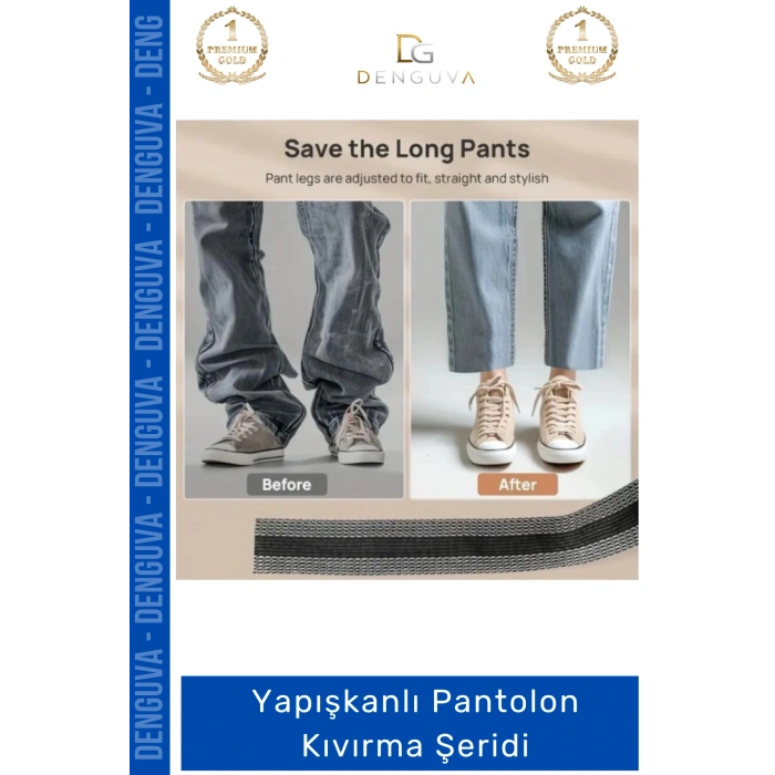 #PantolonKıvırma Polyester Esnek Dayanıklı Pratik Dikişsiz Paça Onarım Yapışkanlı Pantolon Kıvırma Şeridi - 3 Adet