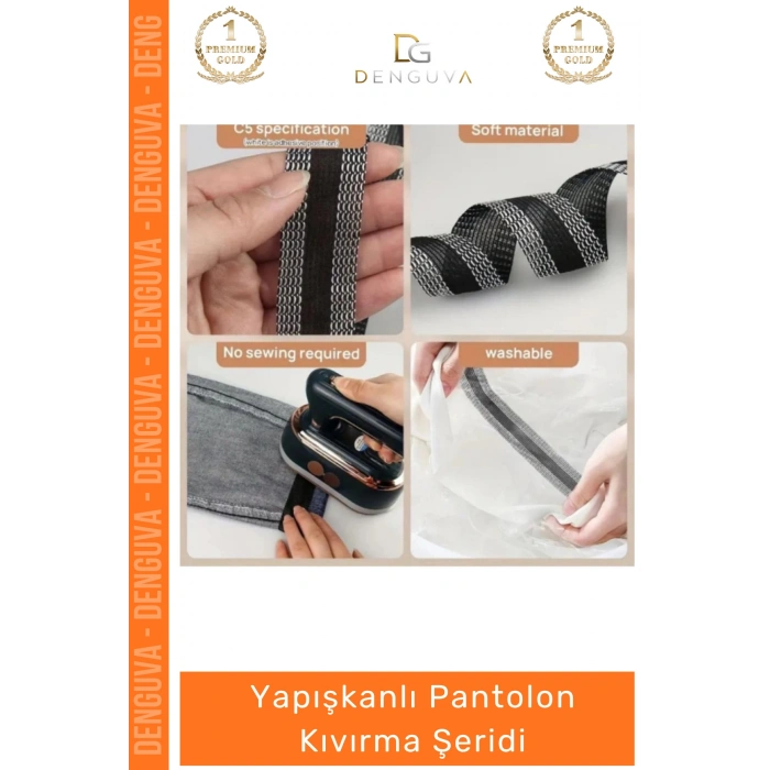 #PantolonKıvırma Polyester Esnek Dayanıklı Pratik Dikişsiz Paça Onarım Yapışkanlı Pantolon Kıvırma Şeridi - 4 Adet