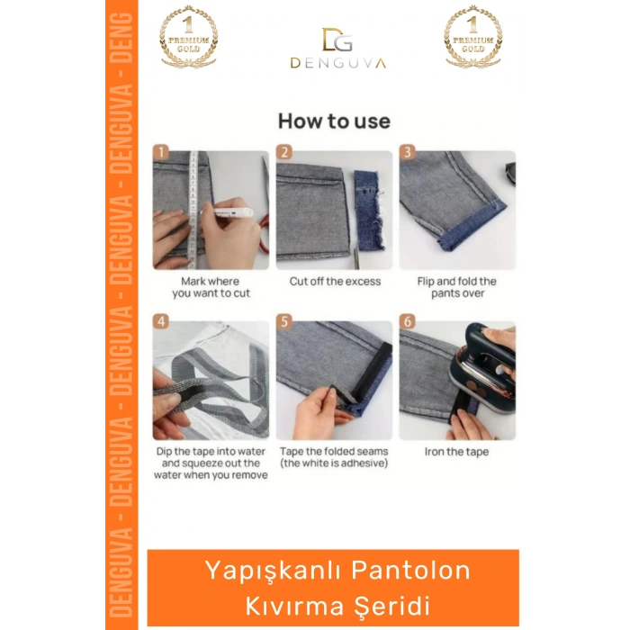 #PantolonKıvırma Polyester Esnek Dayanıklı Pratik Dikişsiz Paça Onarım Yapışkanlı Pantolon Kıvırma Şeridi - 4 Adet