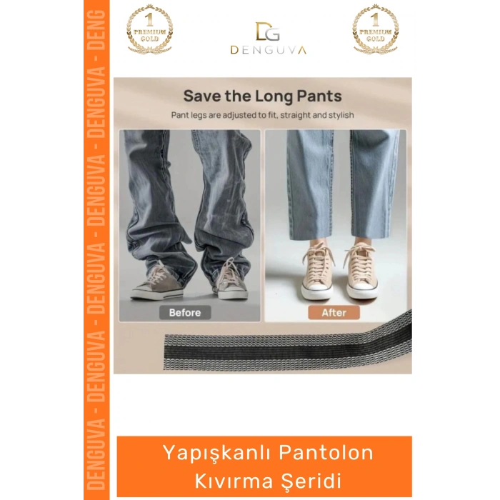 #PantolonKıvırma Polyester Esnek Dayanıklı Pratik Dikişsiz Paça Onarım Yapışkanlı Pantolon Kıvırma Şeridi - 4 Adet