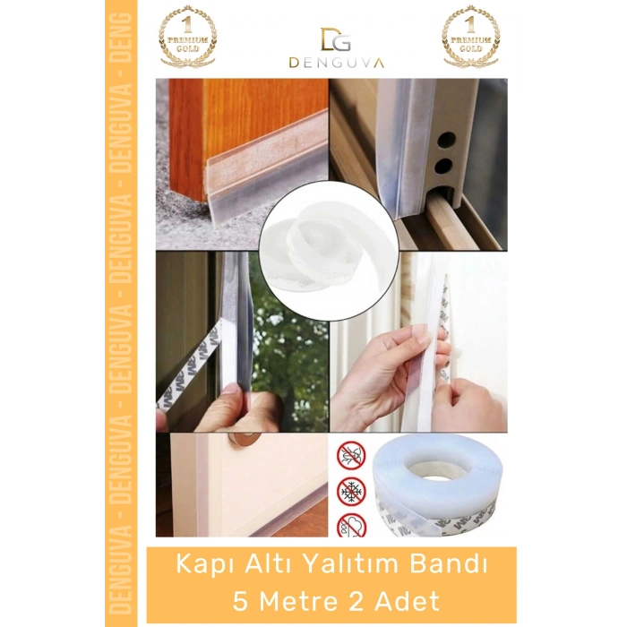 #YalıtımBandı Polimer Silikon Kapı Altı Rüzgar Toz Isı Yalıtımı Yalıtım Şeffaf Şerit Bant 5mt - 2 Adet