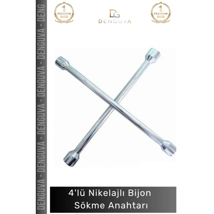 #BijonAnahtarı Istavroz Çelik 17 19 21 22 mm Dayanıklı Oto Lastik Ekipmanı 4lü Nikelajlı Bijon Sökme Anahtarı