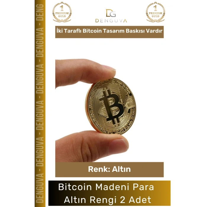 #Bitcoin Koleksiyonluk Demir Şık Kripto Hatıra Madalyon Fiziksel Bitcoin Madeni Altın Rengi - 2 Adet