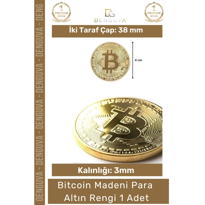 #Bitcoin Koleksiyonluk Demir Şık Kripto Hatıra Madalyon Fiziksel Bitcoin Madeni Altın Rengi - 1 Adet