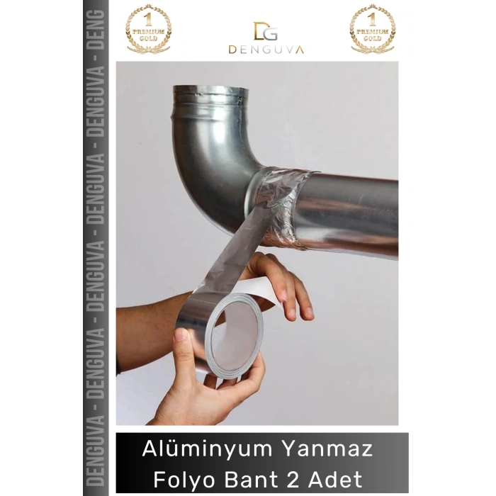 #YanmazBant Yüksek Isıya Dayanıklı 350 Derece Yalıtım Bacası Borusu Yapışkanlı Alüminyum Yanmaz Folyo Bant - 2 Adet
