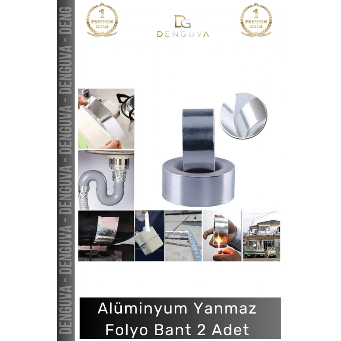 #YanmazBant Yüksek Isıya Dayanıklı 350 Derece Yalıtım Bacası Borusu Yapışkanlı Alüminyum Yanmaz Folyo Bant - 2 Adet