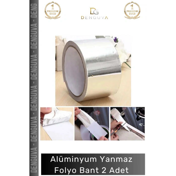 #YanmazBant Yüksek Isıya Dayanıklı 350 Derece Yalıtım Bacası Borusu Yapışkanlı Alüminyum Yanmaz Folyo Bant - 2 Adet