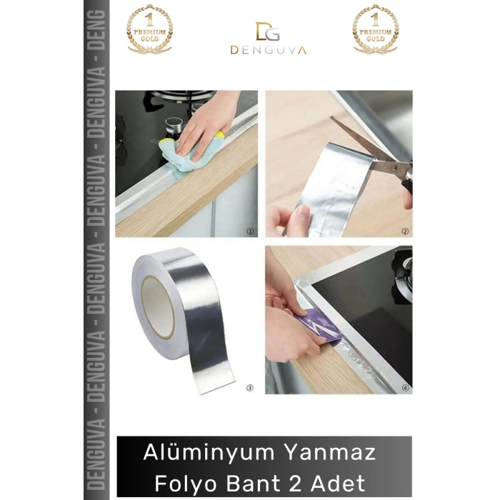 #YanmazBant Yüksek Isıya Dayanıklı 350 Derece Yalıtım Bacası Borusu Yapışkanlı Alüminyum Yanmaz Folyo Bant - 2 Adet