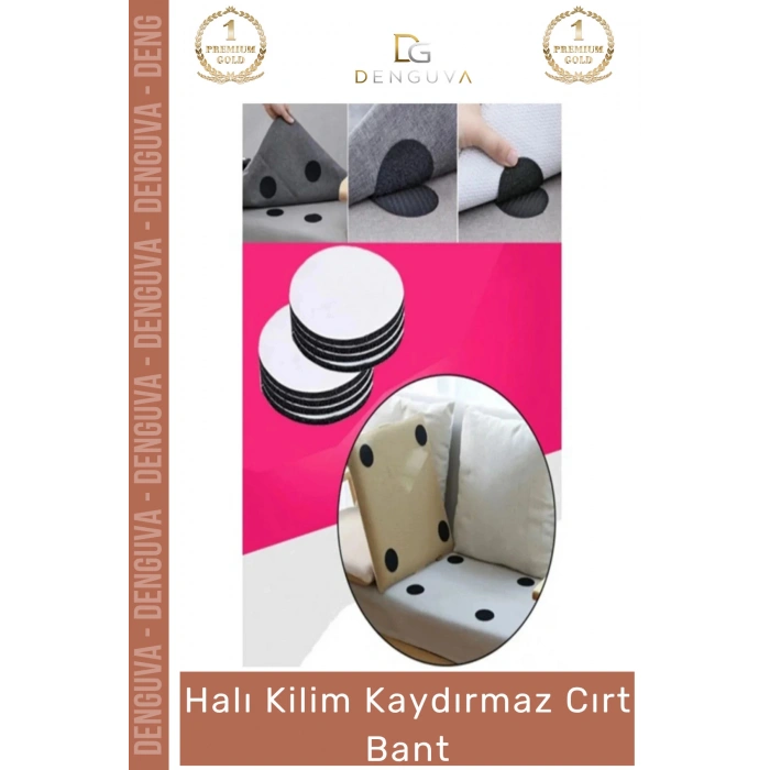 #CırtBant Halı Kaydırmaz Ped Yıkanabilir Tekrar Kullanılabilir Güçlü Sabitleyici 5 cm 10 Adet Cırt Bant
