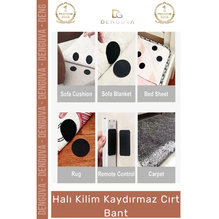 #CırtBant Halı Kaydırmaz Ped Yıkanabilir Tekrar Kullanılabilir Güçlü Sabitleyici 5 cm 10 Adet Cırt Bant