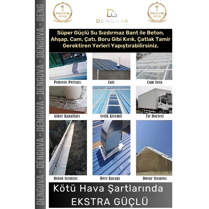 #İzolasyonBandı Gri Çok Amaçlı Dayanıklı Su Geçirmez Güçlü Yapışkan Yalıtım Montaj Tamir Bandı 48 Mm 10 Mt - 1 Adet