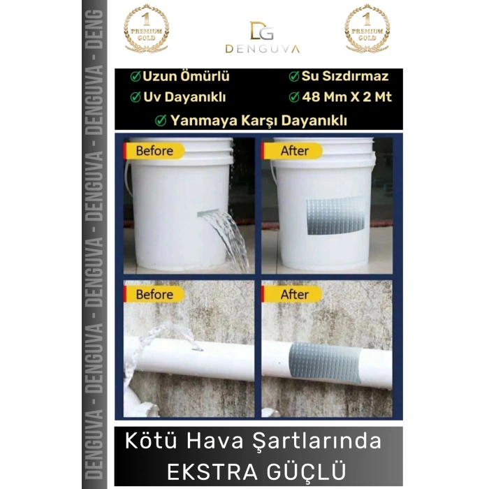 #İzolasyonBandı Gri Çok Amaçlı Dayanıklı Su Geçirmez Güçlü Yapışkan Yalıtım Montaj Tamir Bandı 48 Mm 10 Mt - 1 Adet