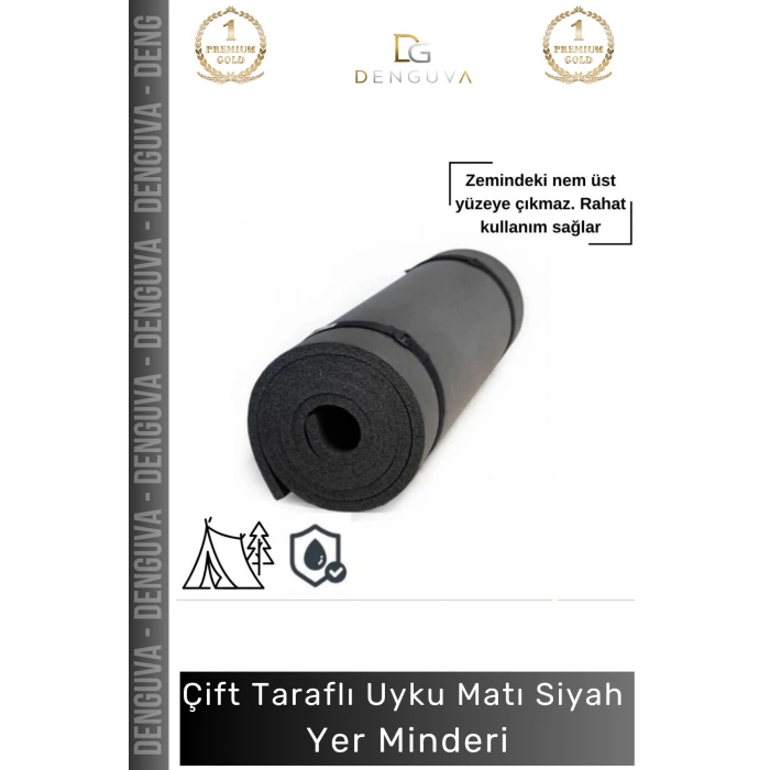 #UykuMatı Taşıma Askılı Kaymaz Pilates Yoga Fitness Kamp Spor Konforlu Uyku Matı Siyah Yer Minderi