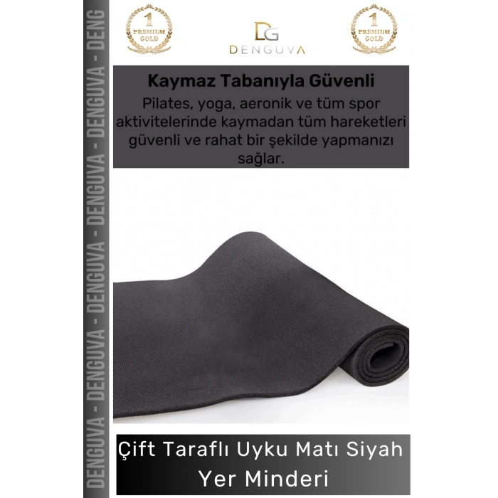 #UykuMatı Taşıma Askılı Kaymaz Pilates Yoga Fitness Kamp Spor Konforlu Uyku Matı Siyah Yer Minderi