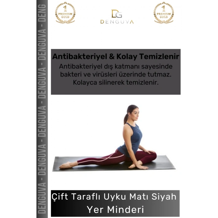 #UykuMatı Taşıma Askılı Kaymaz Pilates Yoga Fitness Kamp Spor Konforlu Uyku Matı Siyah Yer Minderi