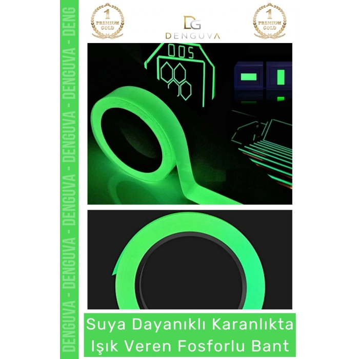 #ReflektörBant 4 Metre Yeşil Fosforlu Fotolümen Işıldayan İkaz Kendinden Yapışkanlı Reflektör Bant