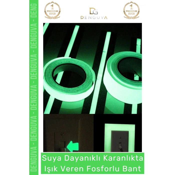 #ReflektörBant 4 Metre Yeşil Fosforlu Fotolümen Işıldayan İkaz Kendinden Yapışkanlı Reflektör Bant