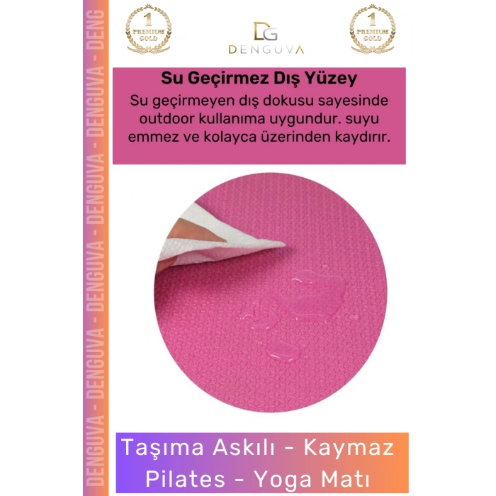 #YogaMatı Fantazer Taşıma Askılı Pro Kaymaz Çift Taraflı Yoga Meditasyon Minderi Pembe Siyah Mat
