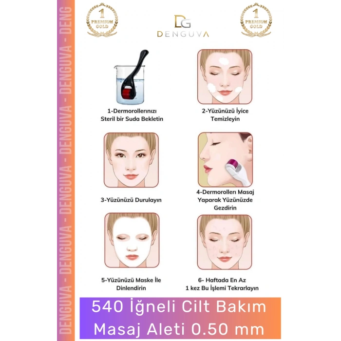 #CiltBakım Titanyum İğneli Derma Roller Cilt Bakım 540 İğne Anti Aging Yenileme Masaj Aleti 0,50 mm