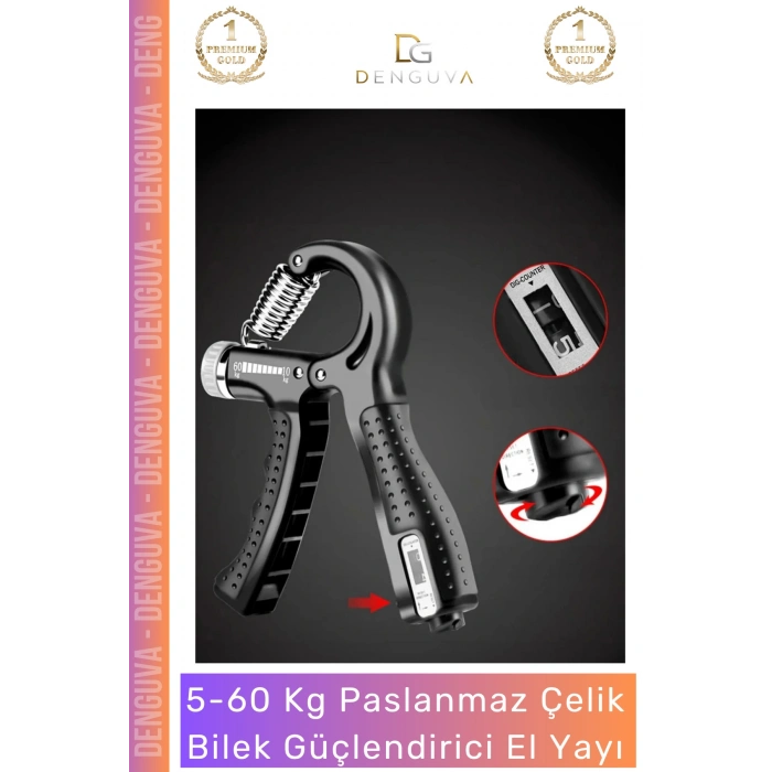 #ElYayı Kaliteli Paslanmaz Çelik Sayaçlı Ayarlanabilir Antrenman El Yayı Spor Aleti 560 Kg Bilek Güçlendirici
