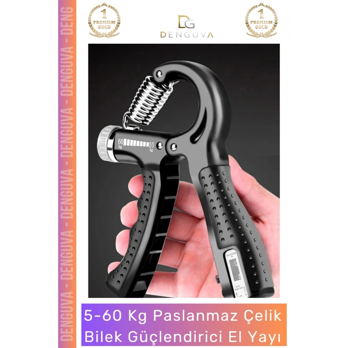 #ElYayı Kaliteli Paslanmaz Çelik Sayaçlı Ayarlanabilir Antrenman El Yayı Spor Aleti 560 Kg Bilek Güçlendirici