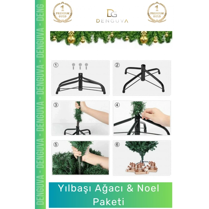 #YılbaşıAğacı Yeni Lüks Şık Dekoratif Yapay Çam Ağacı Yeşil Sık Yapraklı Noel Paketi 150 Cm 220 Dal