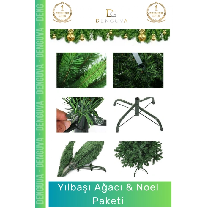#YılbaşıAğacı Yeni Lüks Şık Dekoratif Yapay Çam Ağacı Yeşil Sık Yapraklı Noel Paketi 150 Cm 220 Dal