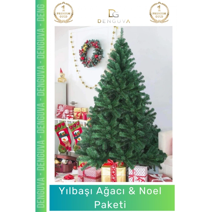 #YılbaşıAğacı Yeni Lüks Şık Dekoratif Yapay Çam Ağacı Yeşil Sık Yapraklı Noel Paketi 150 Cm 220 Dal