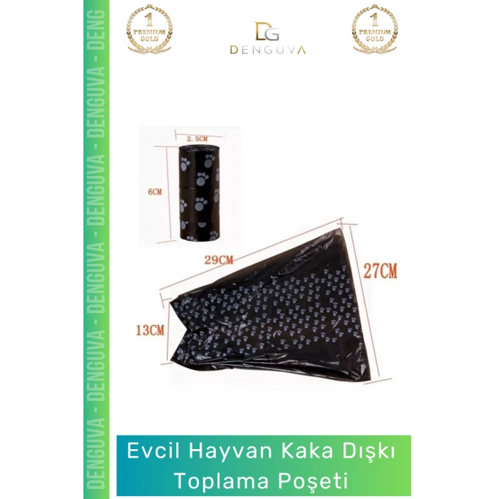 #EvcilHayvanDışkıTorbası Köpek Kaka Toplama Hijyenik Sızdırmaz Doğa Dostu Poşeti Torbası 4 Paket 60 Adet Rulo