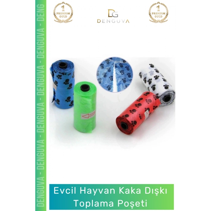 #EvcilHayvanDışkıTorbası Köpek Kaka Toplama Hijyenik Sızdırmaz Doğa Dostu Poşeti Torbası 4 Paket 60 Adet Rulo