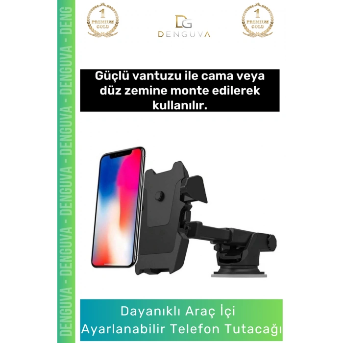 #TelefonTutacağı Güçlü Vantuzlu Dayanıklı Silikon Pedli Evrensel Tablet Siyah Araba Içi Telefon Tutacağı