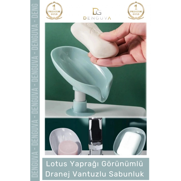 #Sabunluk Vantuzlu Silikon Banyo Mutfak Lavabo Kendi Kendine Boşaltan Su Tutmaz Giderli Katı Sabunluk - 1 Adet