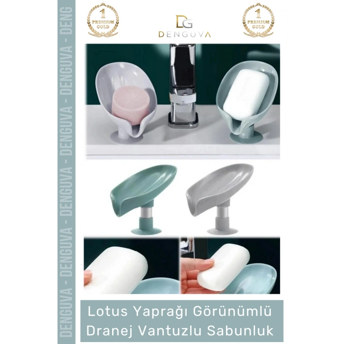 #Sabunluk Vantuzlu Silikon Banyo Mutfak Lavabo Kendi Kendine Boşaltan Su Tutmaz Giderli Katı Sabunluk - 1 Adet
