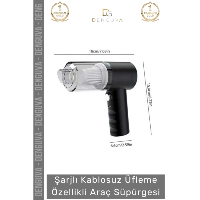 #AraçSüpürgesi Güçlü Emiş Performanslı USB Şarjlı Lityum Bataryalı Katlanabilir Akülü Araç Süpürgesi