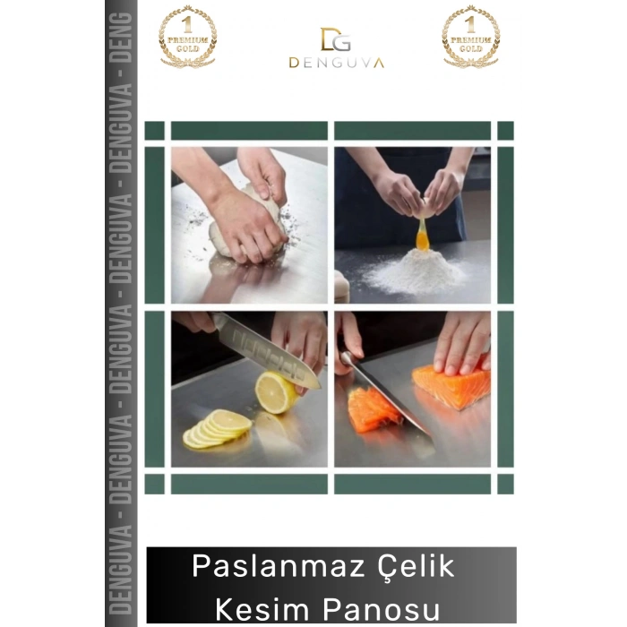 #EtKesmePanosu Paslanmaz Çelik Hijyenik Dayanıklı Şık Mutfak Sebze Kaymaz Modern Meyve Et Kesim Panosu - 1 Adet