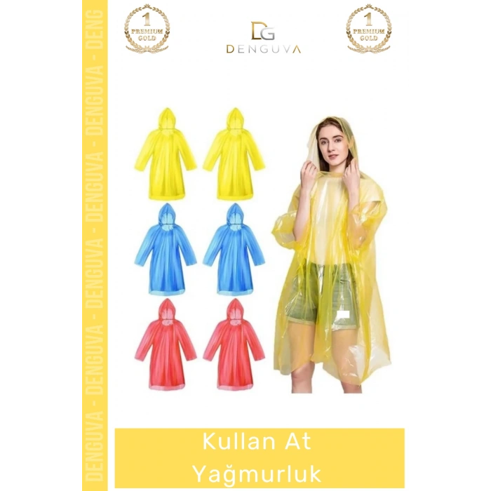 #Yağmurluk Su Geçirmez Pratik Standart Beden Ekonomik Paket Tek Kullanımlık Yağmurluk - 10 Adet