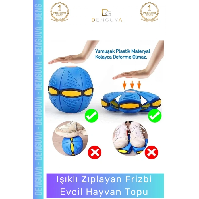 #Frizbi Işıklı Zıplayan Köpek Oyuncağı İnteraktif Esnek Dayanıklı Parlayan Frizbi Evcil Hayvan Topu - 1 Adet