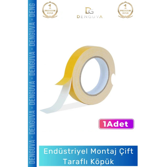 #KöpükBant Çift Taraflı Güçlü Yapışkanlı Sabitleyici Endüstriyel Montaj Köpük Bant 10mt - 1 Adet