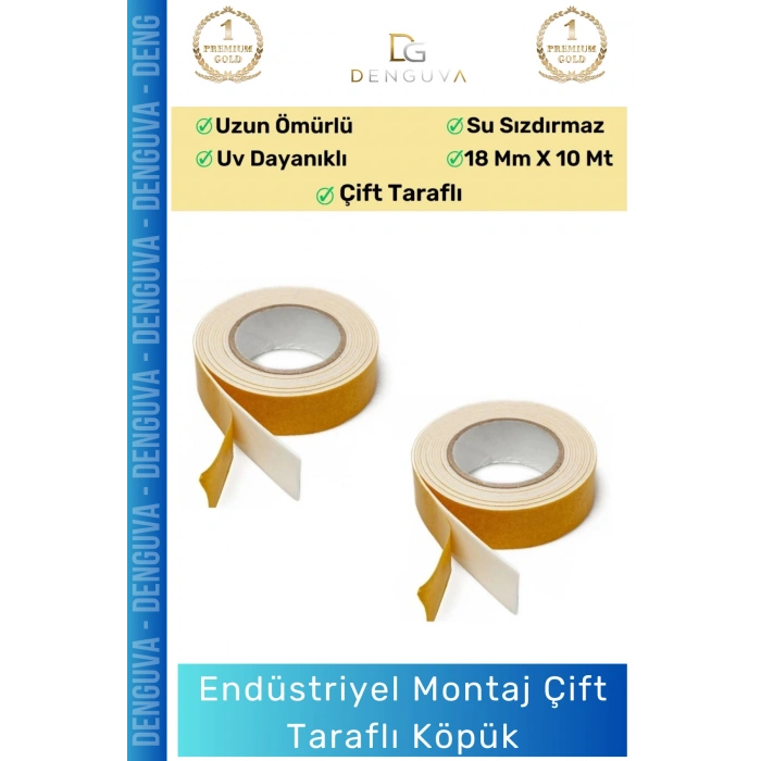 #KöpükBant Çift Taraflı Güçlü Yapışkanlı Sabitleyici Endüstriyel Montaj Köpük Bant 10mt - 1 Adet