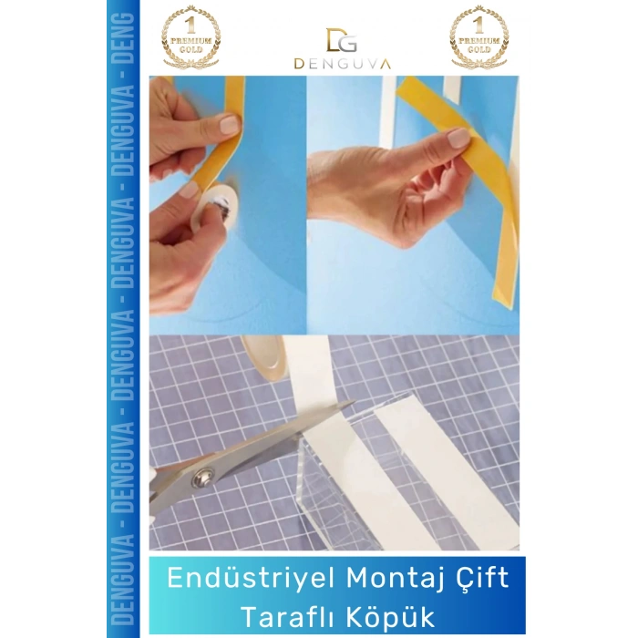 #KöpükBant Çift Taraflı Güçlü Yapışkanlı Sabitleyici Endüstriyel Montaj Köpük Bant 10mt - 1 Adet