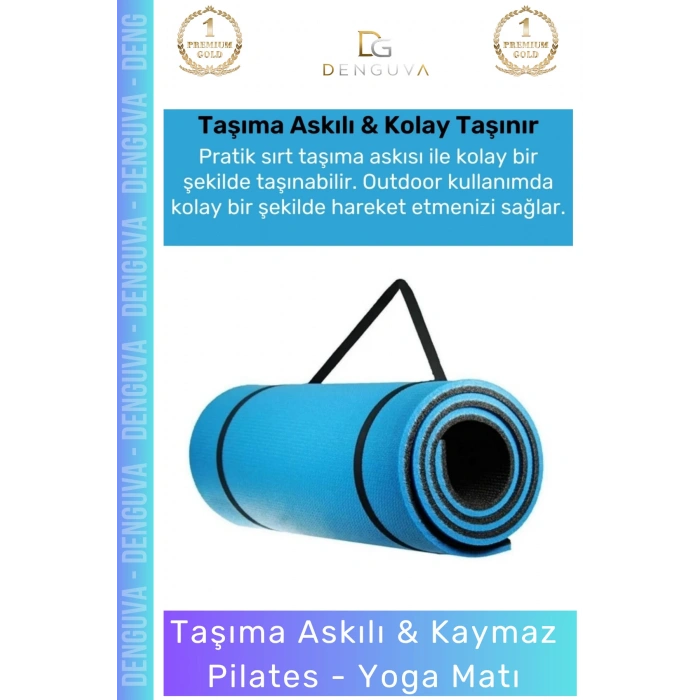 #YogaMinderi Taşıma Askılı Konfor Kamp Pilates Yoga Spor Kaymaz Meditasyon Minderi 16mm Mat